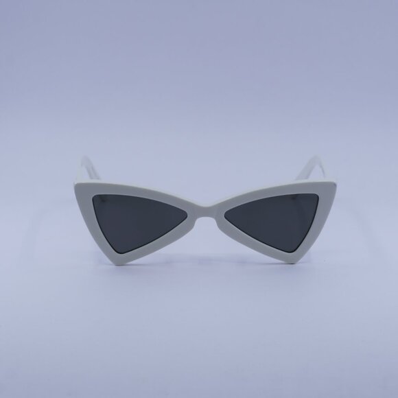 Saint Laurent SL207 JERRY 007 Sunglasses White Cat Eye Frame, Grey Lenses main image 9